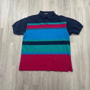Vintage Chesterfield Polo Shirt Mens Large Colorful Striped 90s USA Made Preppy